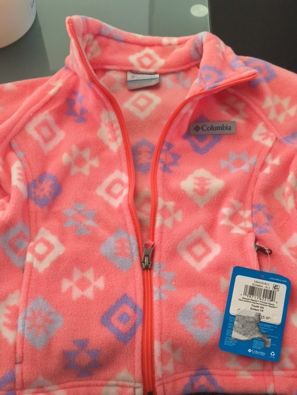 Columbia Coral Pink Geo-Print Fleece Jacket